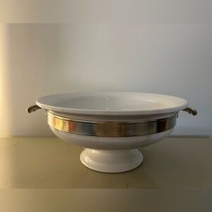 Match 1995 Handmade in Italy 
Centerpiece Bowl with Pewter Belt and Handles